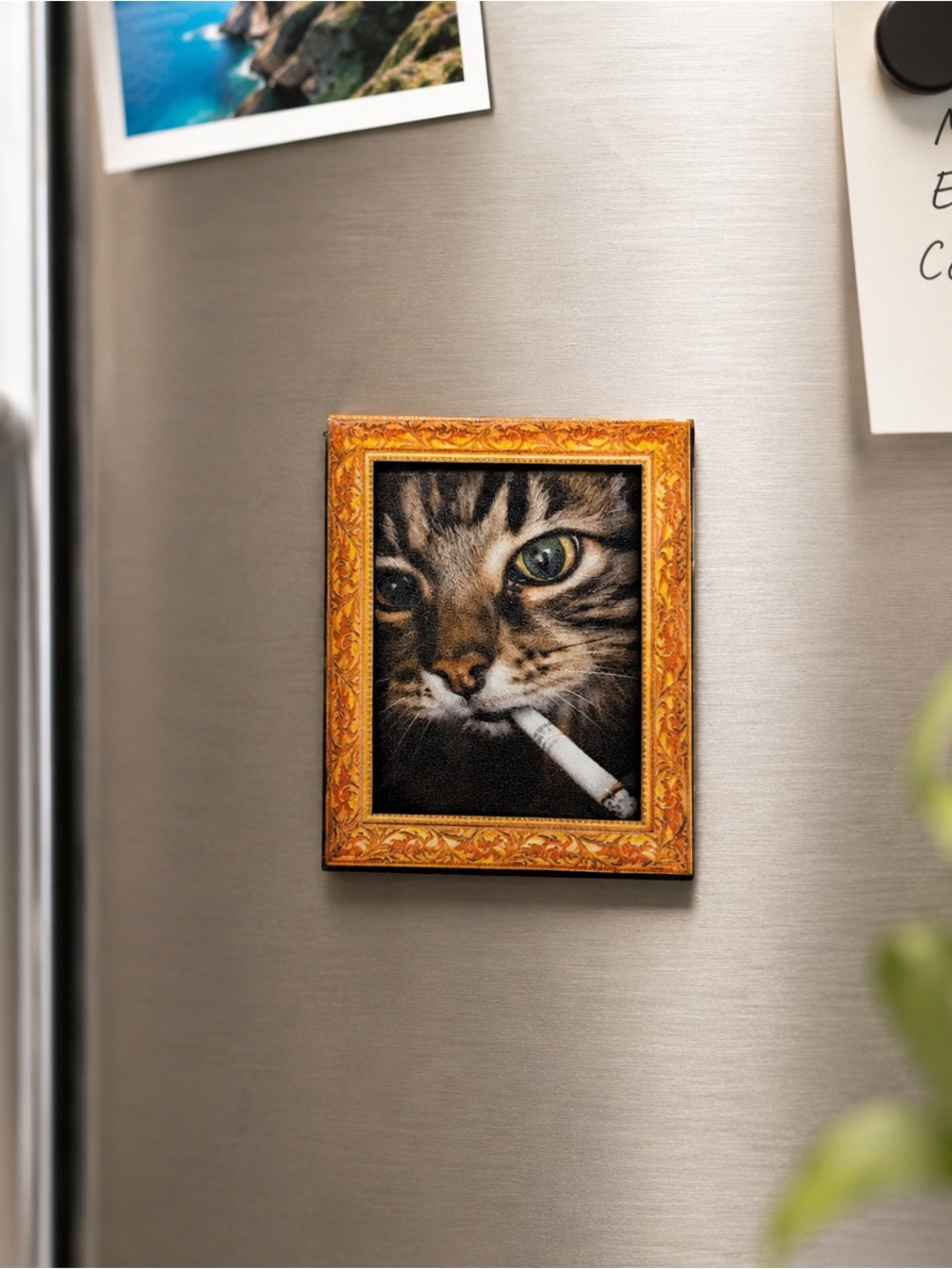 Funny Smoking Cat Fridge Magnet – Novelty Cat Art Magnet - Picture 1 of 4